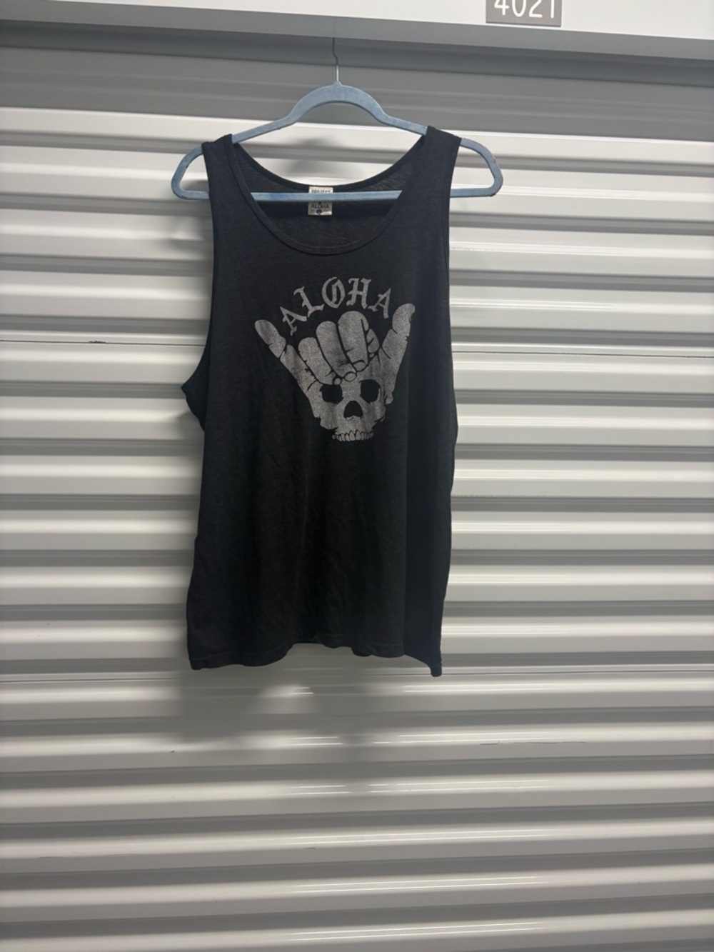 Project Aloha Black Skull Graphic Print Tank Top Scoop Neck Sleeveless XL